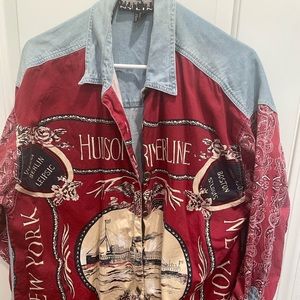 Women’s Vintage Western Paisley Denim Shirt